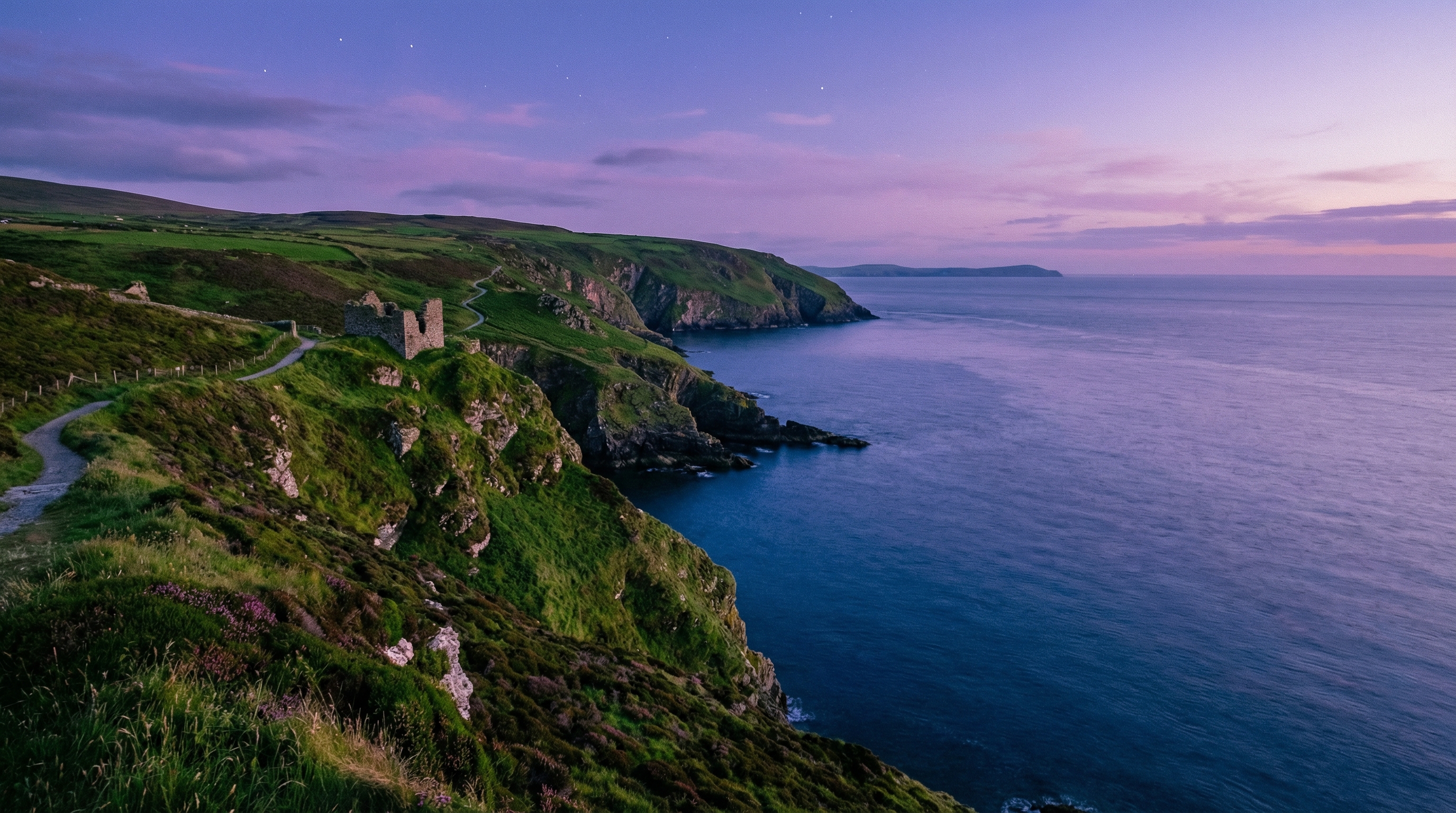Isle of Man coastline at dusk